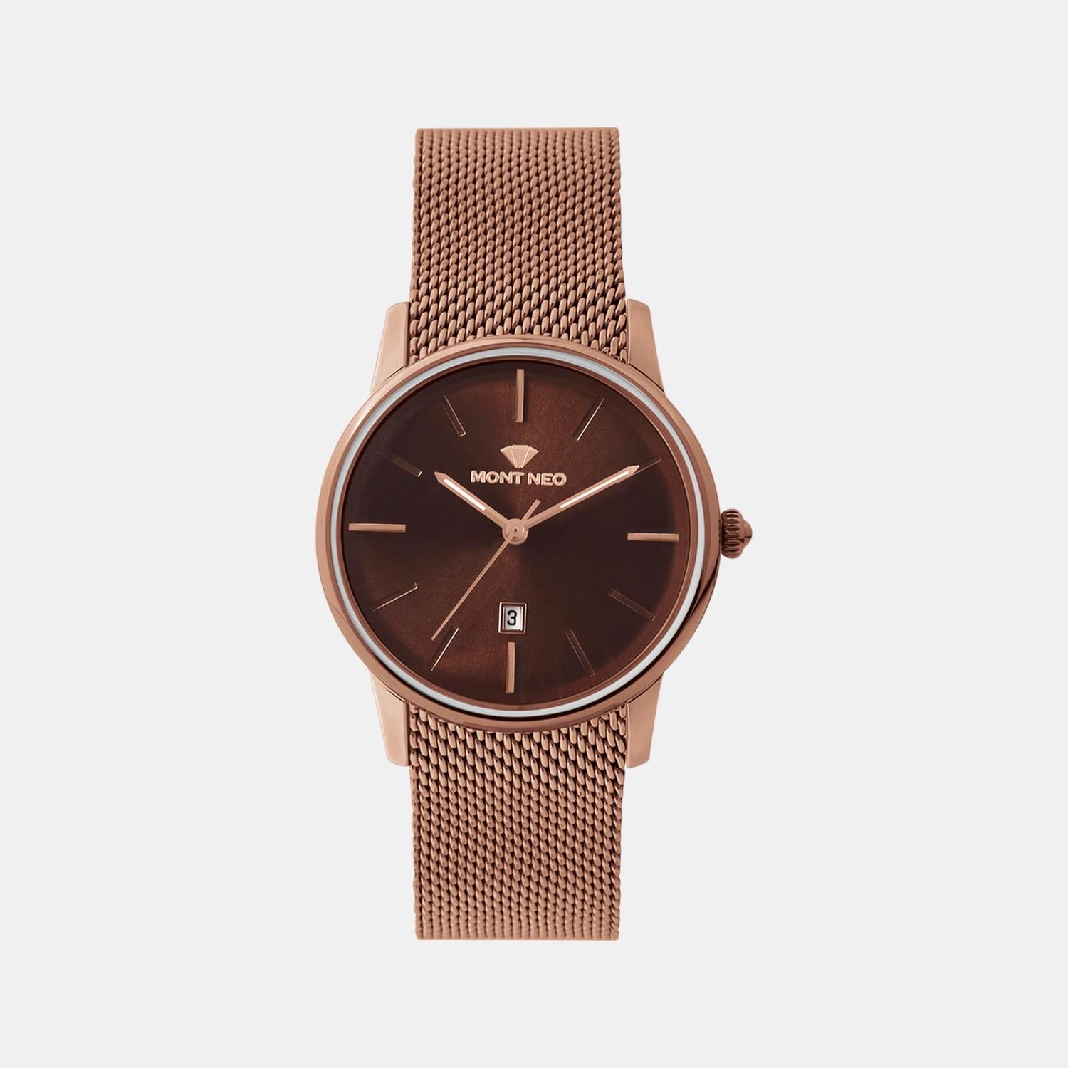 Women Quartz Brown Dial Analog Mesh Watch L1052E-B6606