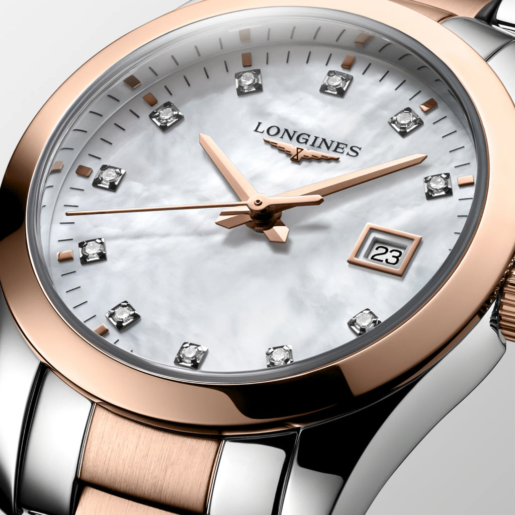Conquest Classic Women Quartz Mother Of Pearl Dial Analog Stainless Steel Watch L22863877