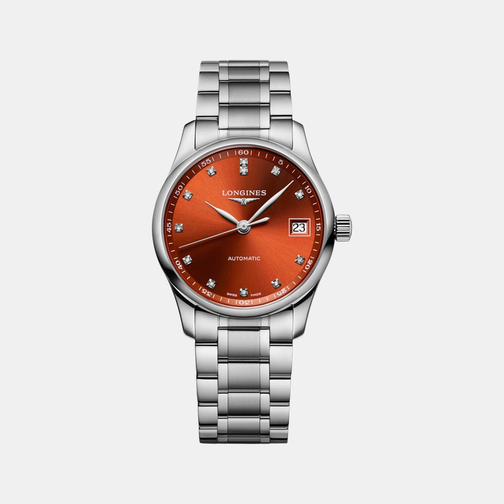 Women Automatic Orange Dial Analog Stainless Steel Watch L23574086