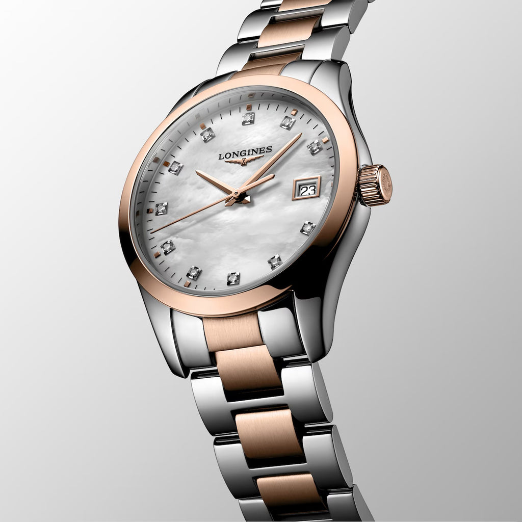 Conquest Classic Women Quartz Mother Of Pearl Dial Analog Stainless Steel Watch L23863877