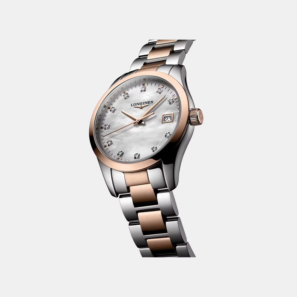 Conquest Classic Women Quartz Mother Of Pearl Dial Analog Stainless Steel Watch L23863877