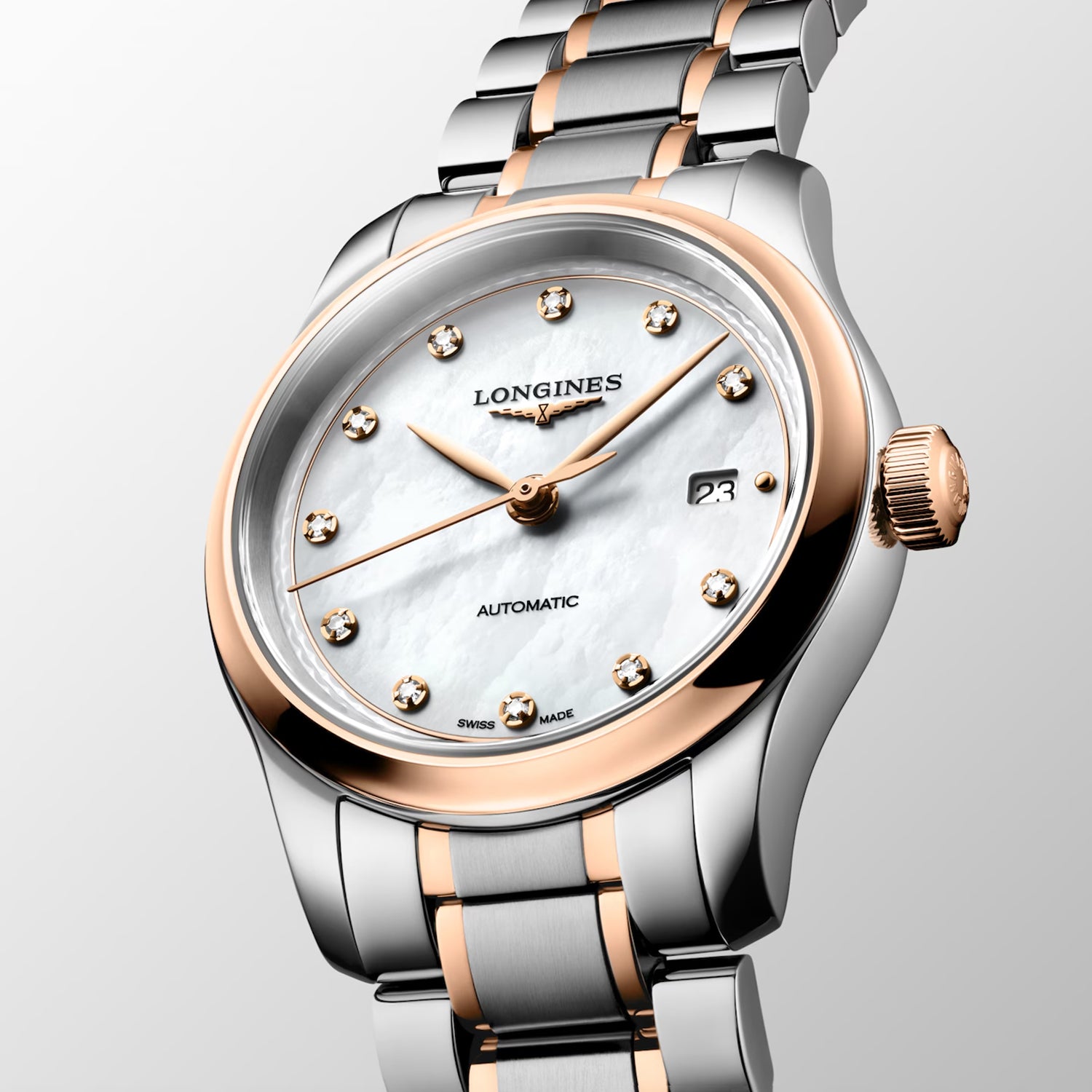 Master Women Automatic White Mother Of Pearl Dial Analog Stainless Steel Watch L24495897