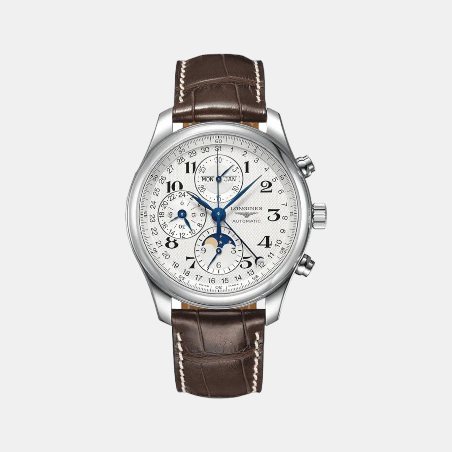 Longines Round Silver Chronograph watch