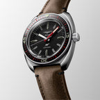 Ultra Chron Men Quartz Black Dial Chronograph Leather Watch L28364522