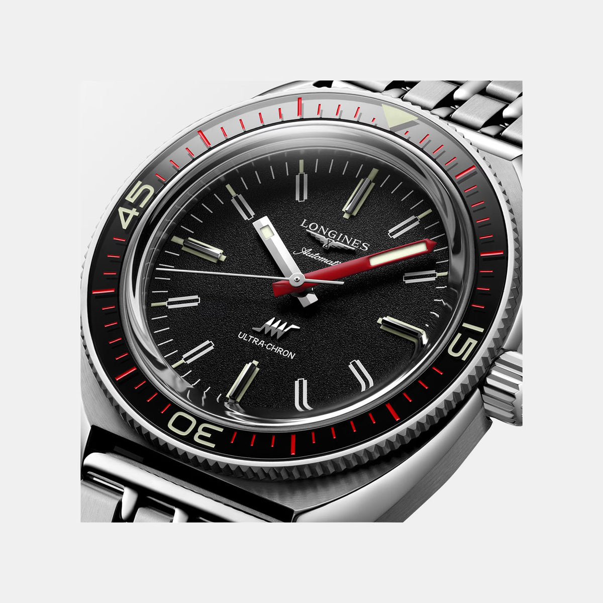 Ultra Chron Men Automatic Black Dial Analog Stainless Steel Watch L28364526