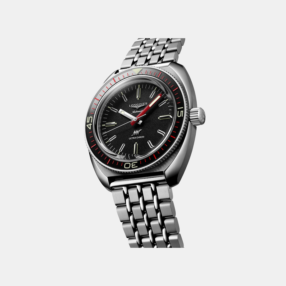 Ultra Chron Men Automatic Black Dial Analog Stainless Steel Watch L28364526