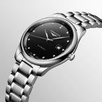 Men Automatic Black Dial Analog Stainless Steel Watch L28934576