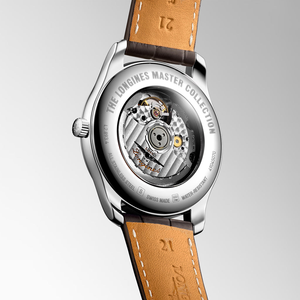 Master Men Automatic Silver Dial Analog Leather Watch L28934783