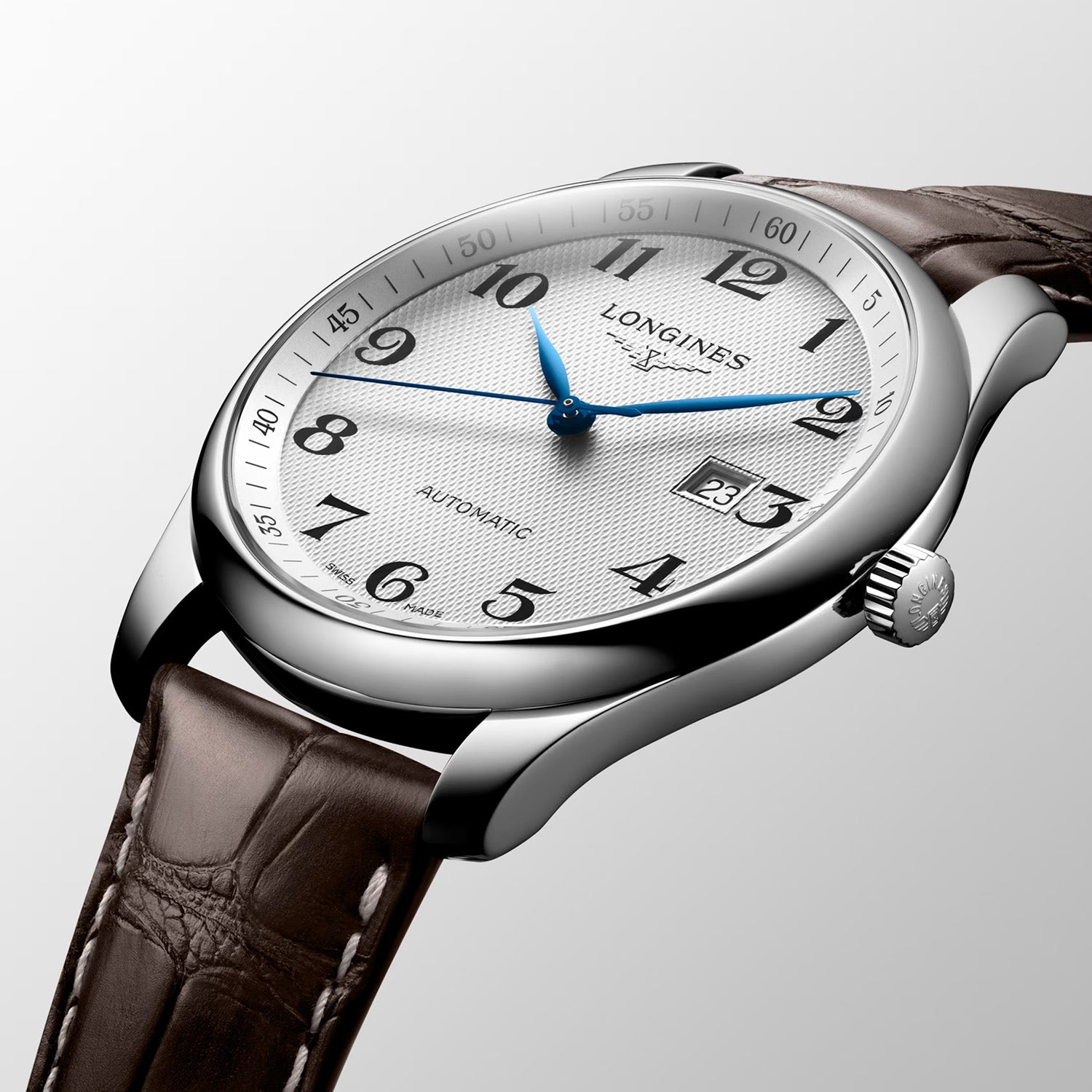 Master Men Automatic Silver Dial Analog Leather Watch L28934783