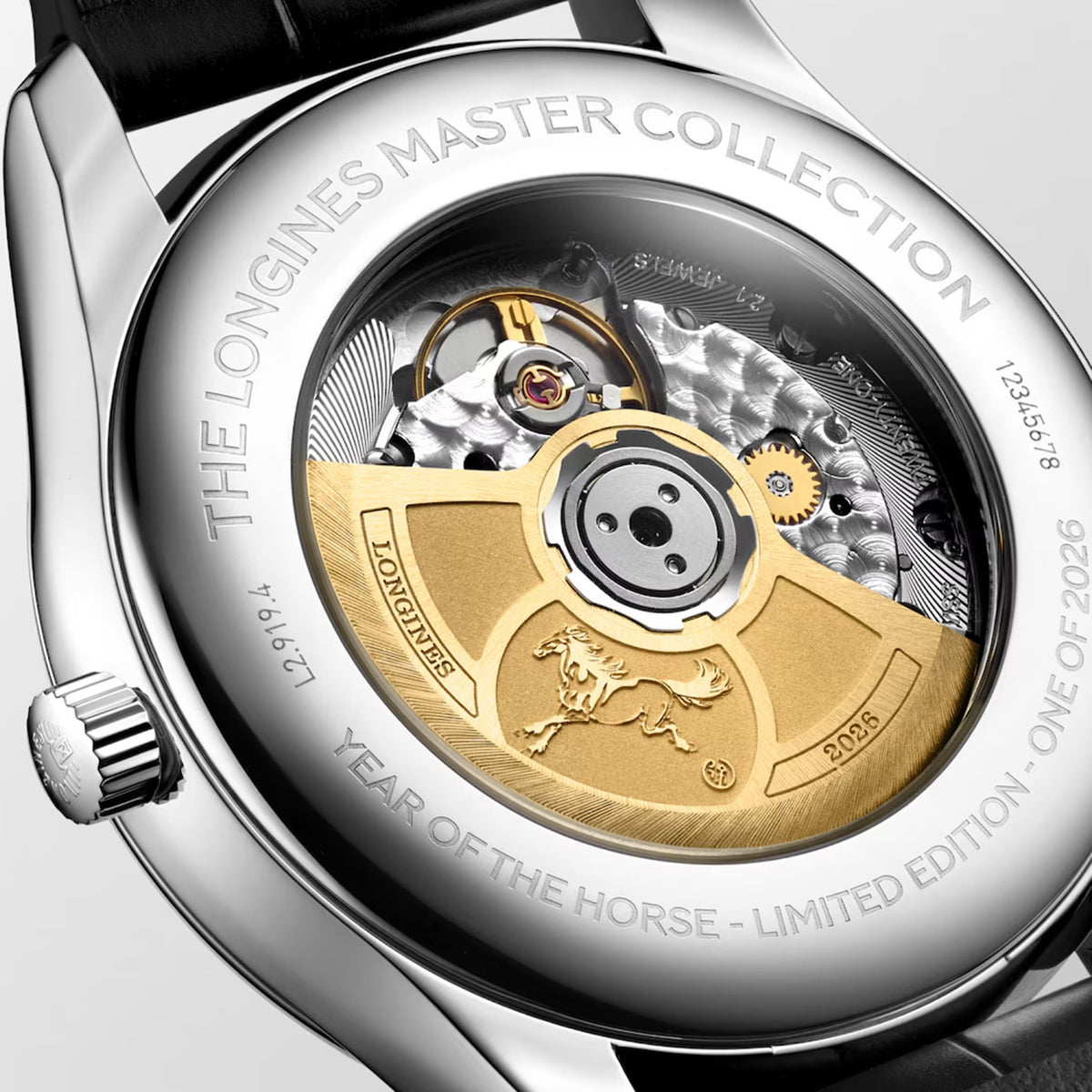Master Collection Moonphase Men Automatic Red Dial Analog Leather Watch L29194092