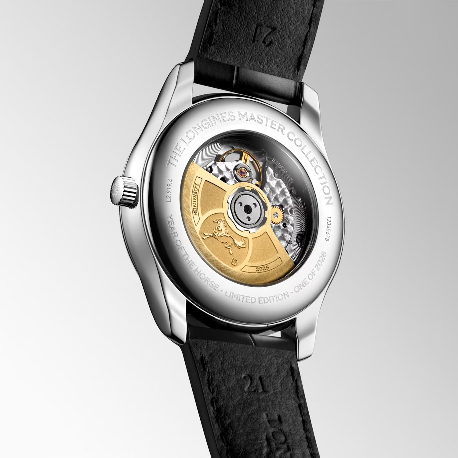 Master Collection Moonphase Men Automatic Red Dial Analog Leather Watch L29194092