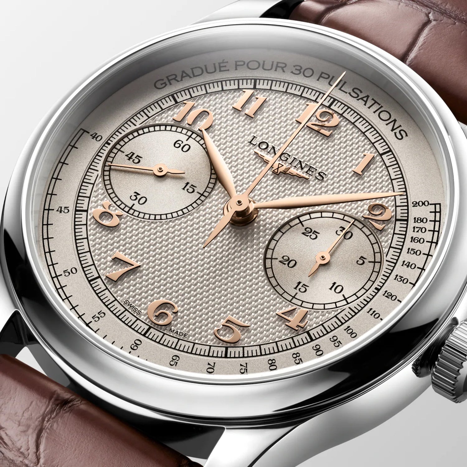 Master Monopusher Men Automatic Ivory Dial Chronograph Leather Watch L29604782