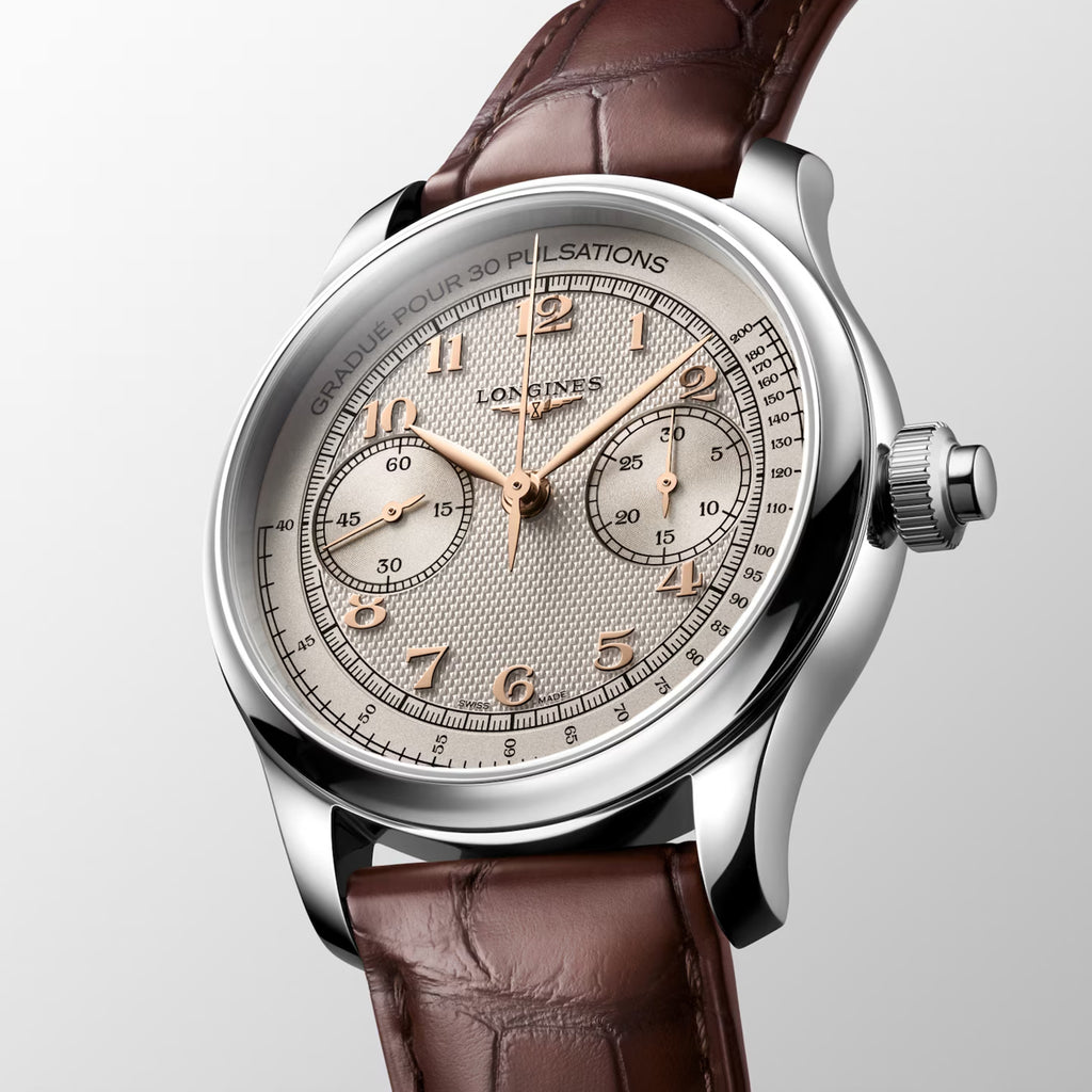 Master Monopusher Men Automatic Ivory Dial Chronograph Leather Watch L29604782