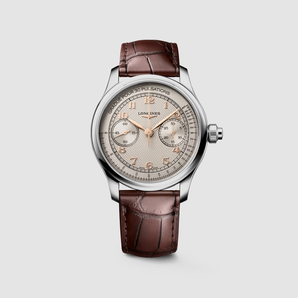 Master Monopusher Men Automatic Ivory Dial Chronograph Leather Watch L29604782
