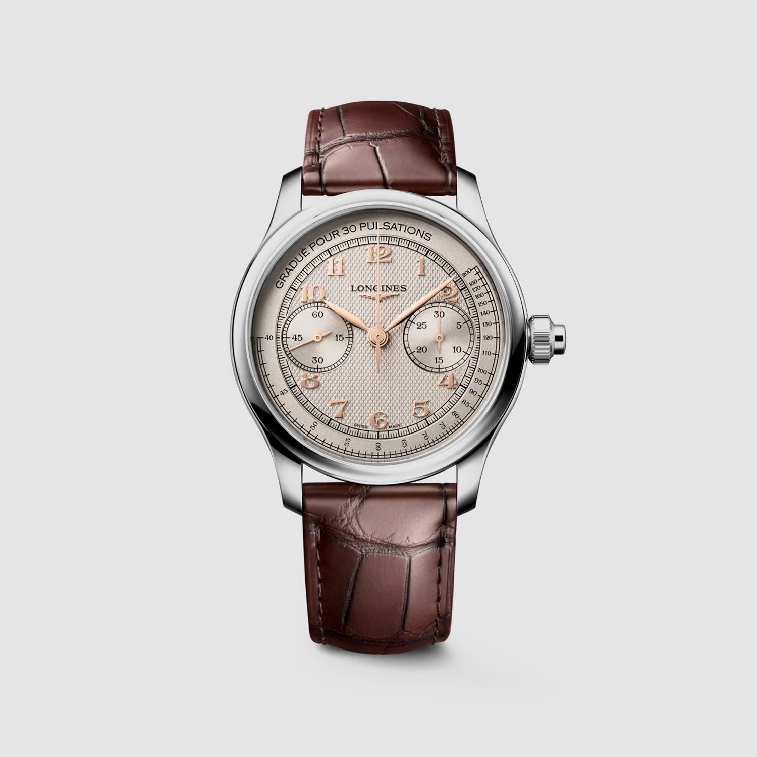 Master Monopusher Men Automatic Ivory Dial Chronograph Leather Watch L29604782