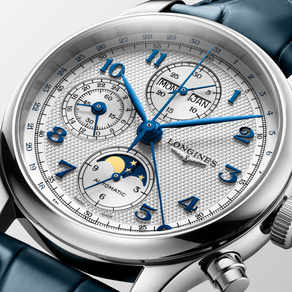 Master Moonphase Men Automatic Silver Dial Chronograph Leather Watch L29624732