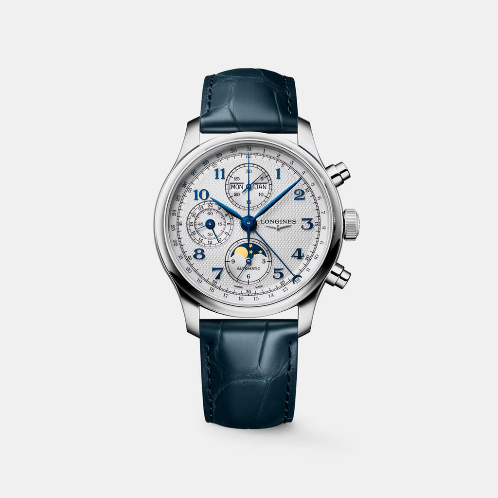 Master Moonphase Men Automatic Silver Dial Chronograph Leather Watch L29624732
