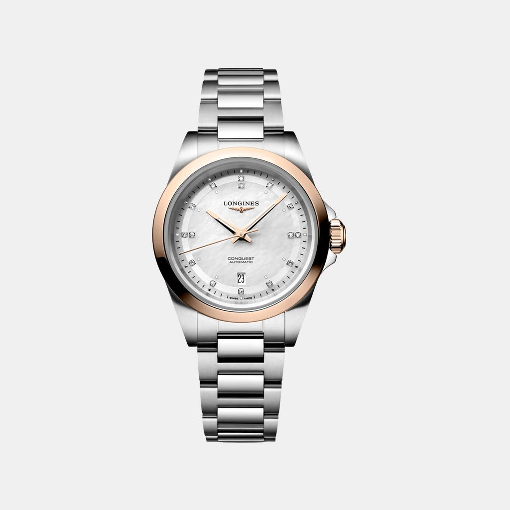 Conquest Women Automatic Mother Of Pearl Dial Analog Stainless Steel Watch L33205876