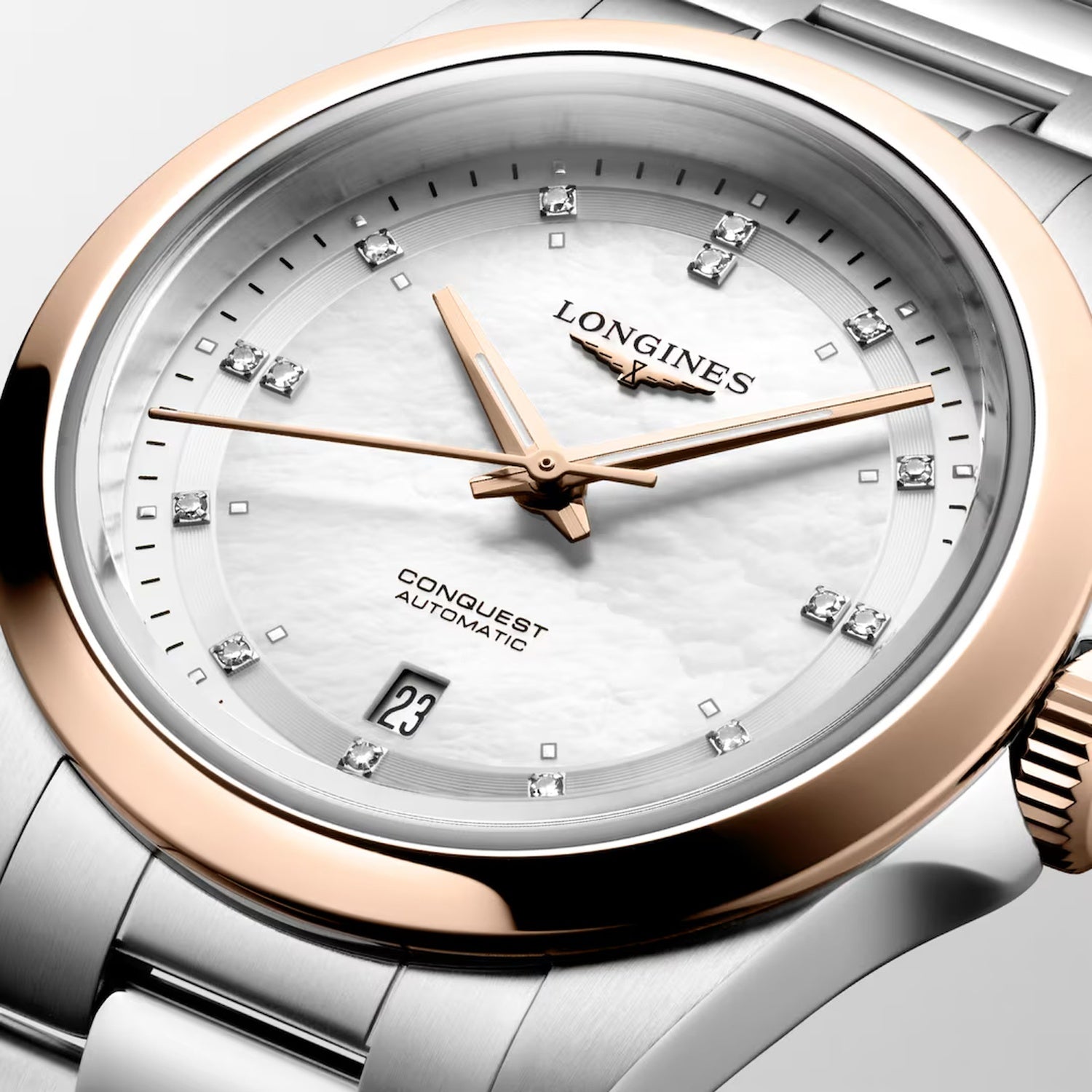 Conquest Women Automatic Mother Of Pearl Dial Analog Stainless Steel Watch L33205876