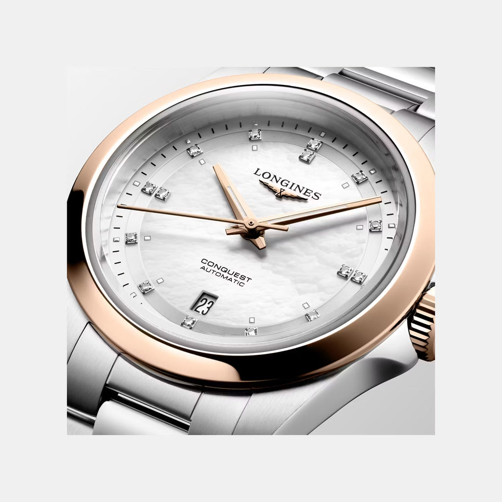 Conquest Women Automatic Mother Of Pearl Dial Analog Stainless Steel Watch L33205876