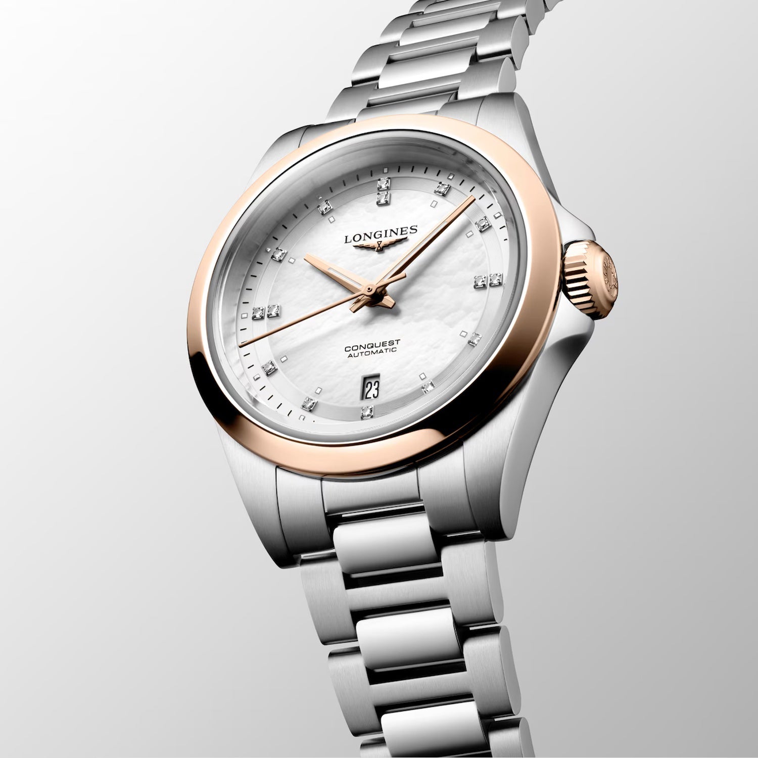 Conquest Women Automatic Mother Of Pearl Dial Analog Stainless Steel Watch L33205876