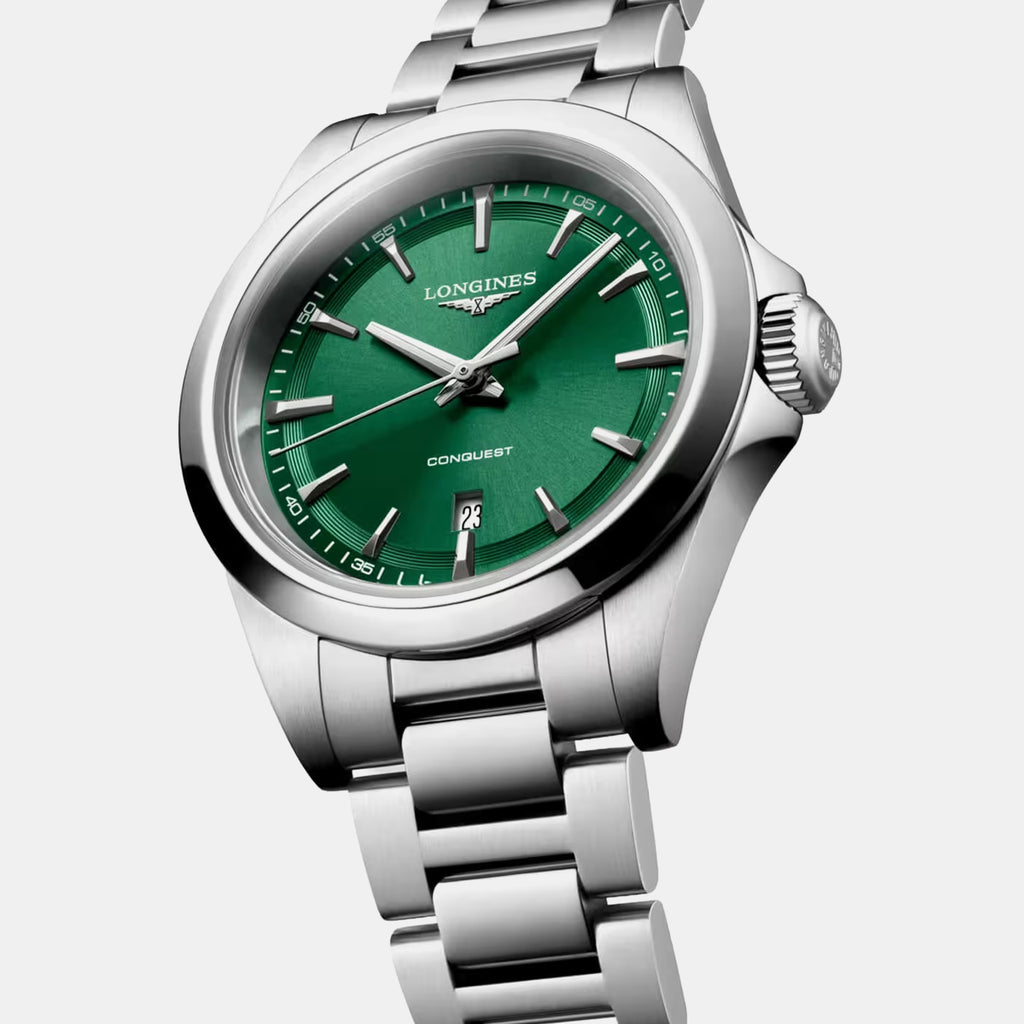 Conquest Women Quartz Green Dial Analog Stainless Steel Watch L33504096