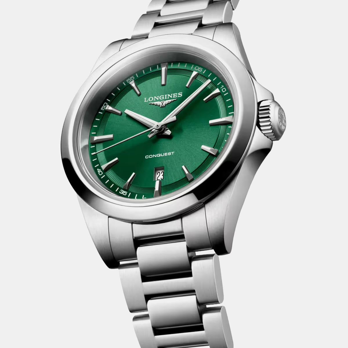 Conquest Women Quartz Green Dial Analog Stainless Steel Watch L33504096