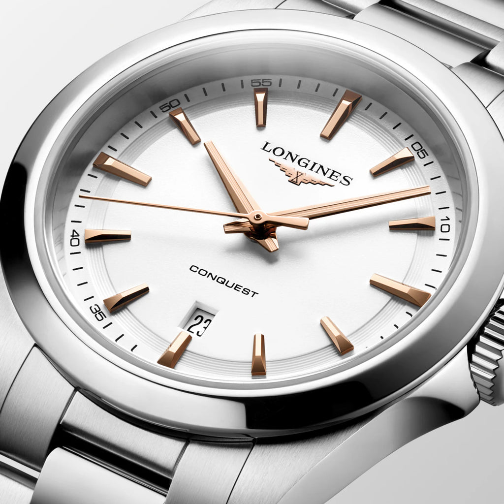 Conquest Women Quartz White Dial Analog Stainless Steel Watch L33504186