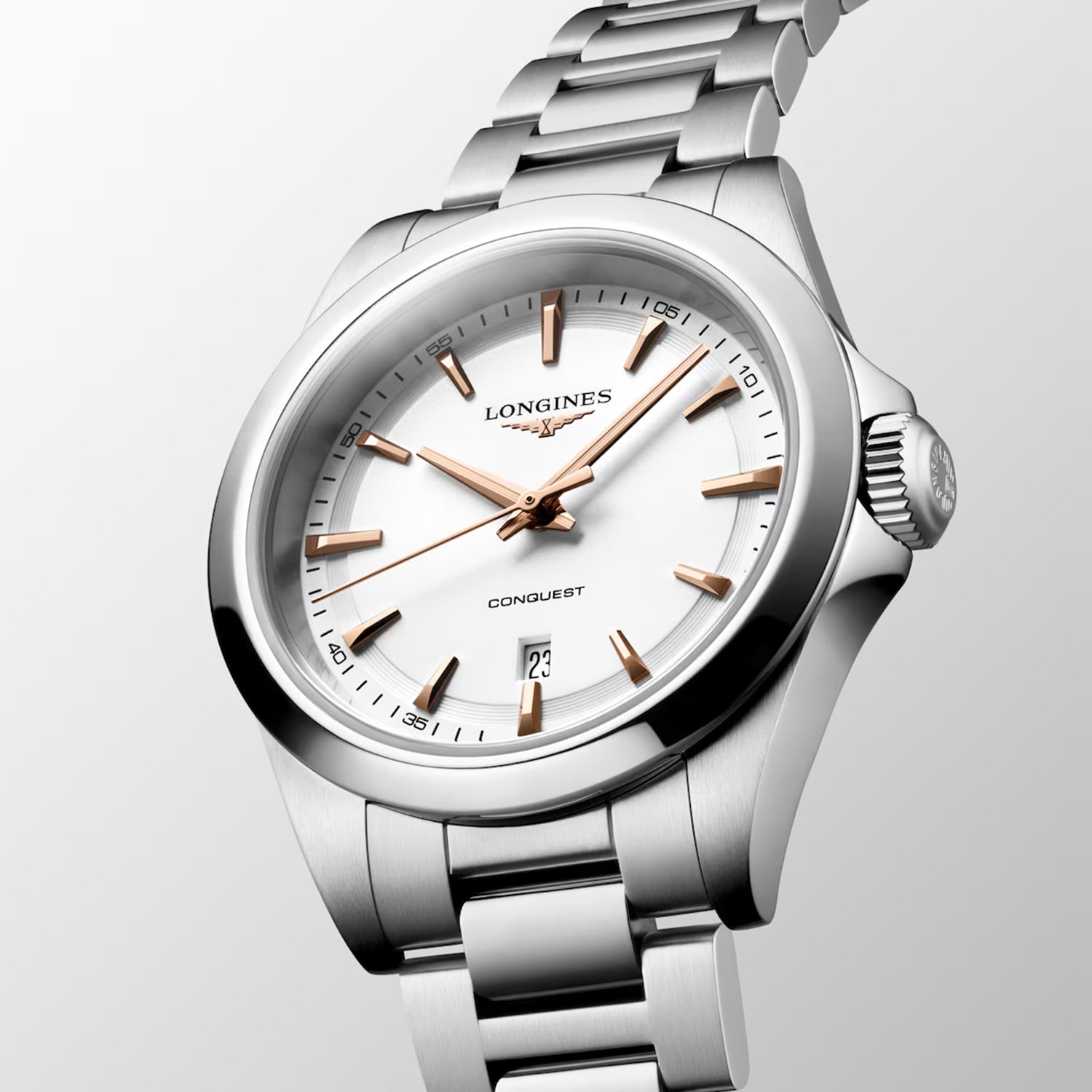 Conquest Women Quartz White Dial Analog Stainless Steel Watch L33504186