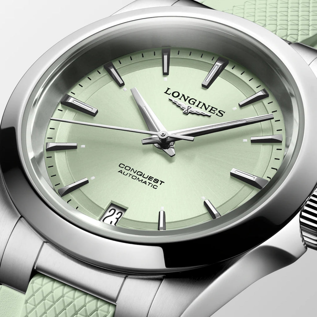 Conquest Women Automatic Green Dial Analog Rubber Watch L34304029