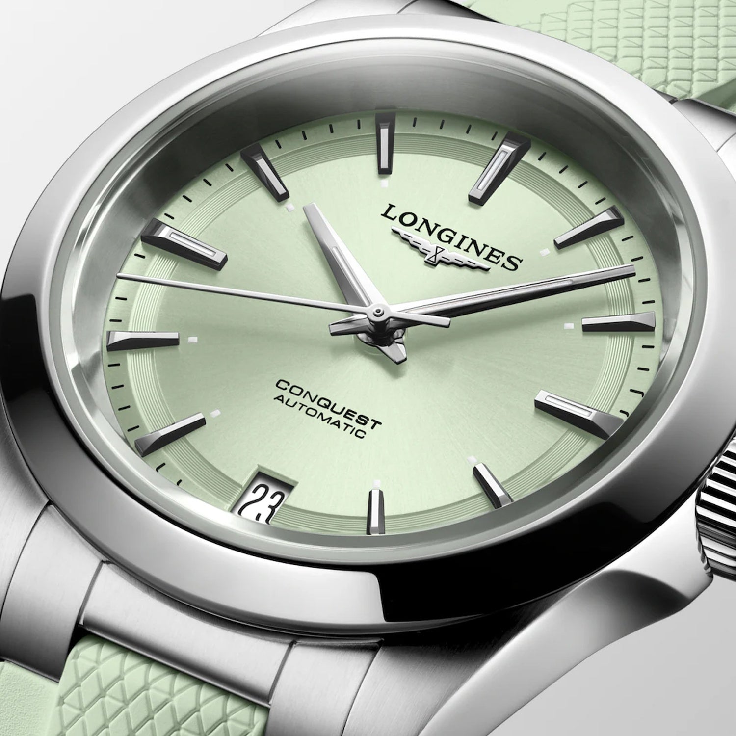 Conquest Women Automatic Green Dial Analog Rubber Watch L34304029