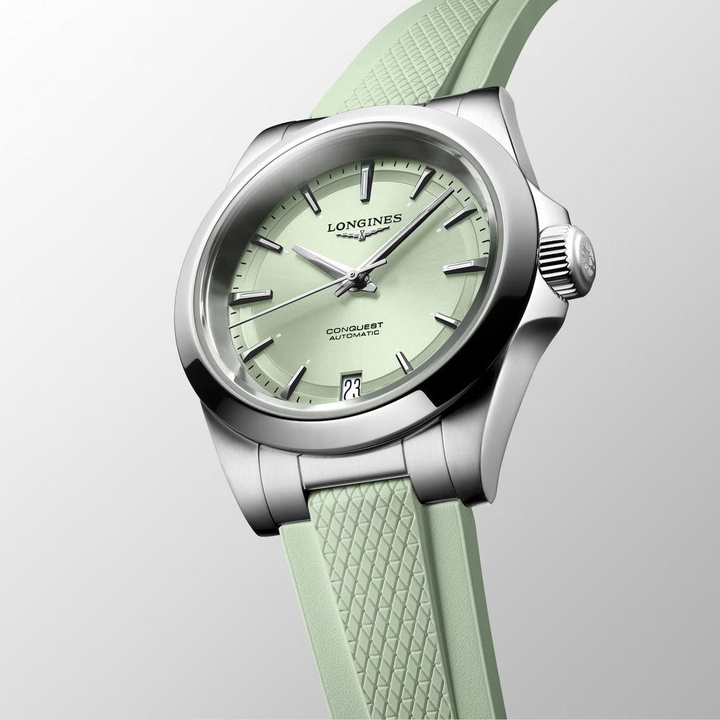 Conquest Women Automatic Green Dial Analog Rubber Watch L34304029