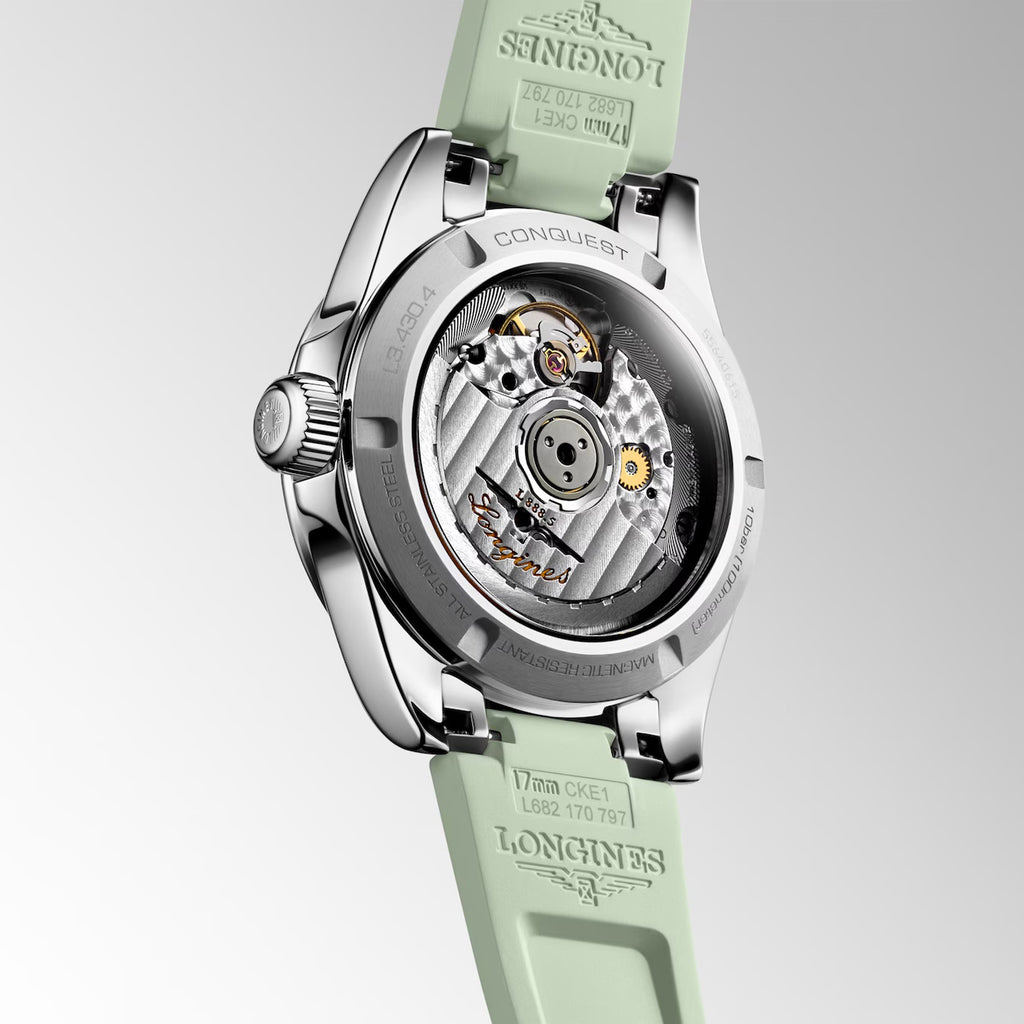 Conquest Women Automatic Green Dial Analog Rubber Watch L34304029