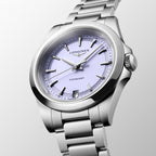 Conquest Women Quartz Lavender Dial Analog Stainless Steel Watch L34604026