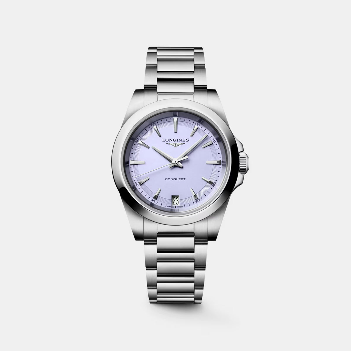 Conquest Women Quartz Lavender Dial Analog Stainless Steel Watch L34604026