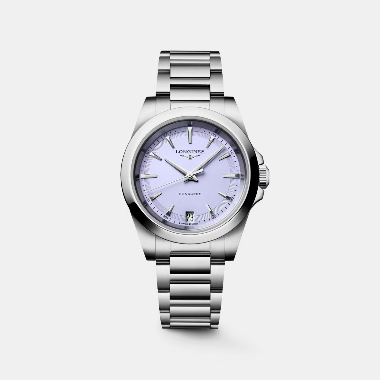 Conquest Women Quartz Lavender Dial Analog Stainless Steel Watch L34604026