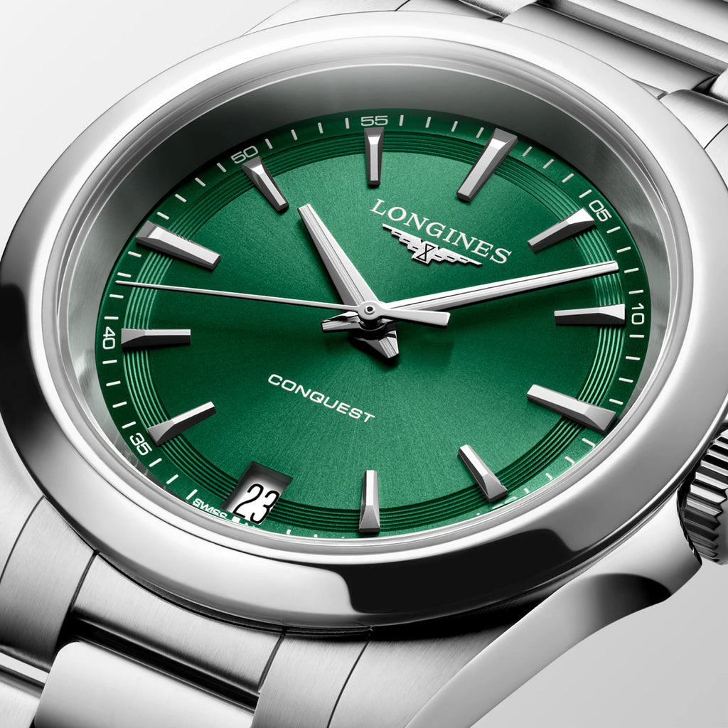 Conquest Women Quartz Green Dial Analog Stainless Steel Watch L34604096