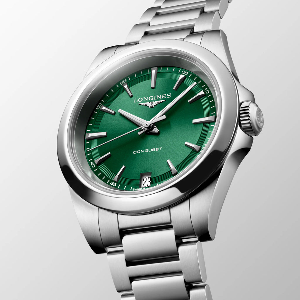 Conquest Women Quartz Green Dial Analog Stainless Steel Watch L34604096