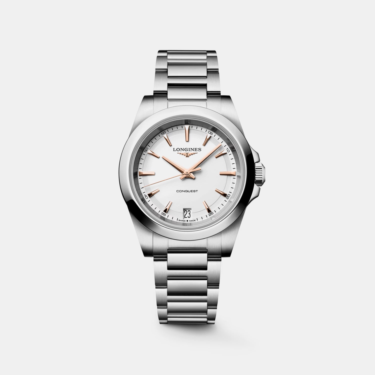 Conquest Women Quartz White Dial Analog Stainless Steel Watch L34604186