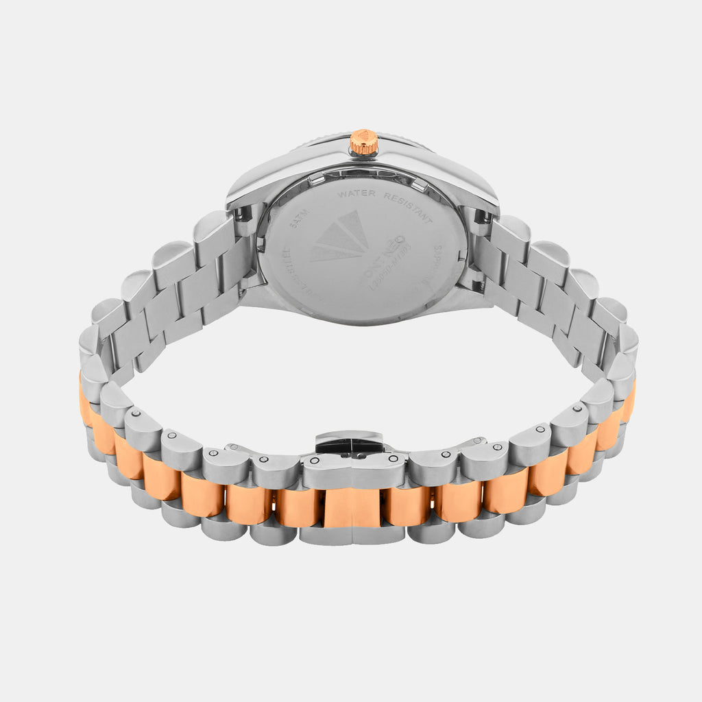 Women Quartz Silver Dial Analog Stainless Steel Watch L3505D-M1303