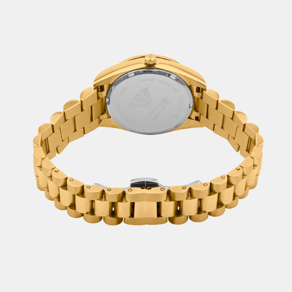 Women Quartz Black Dial Analog Stainless Steel Watch L3505D-M2204