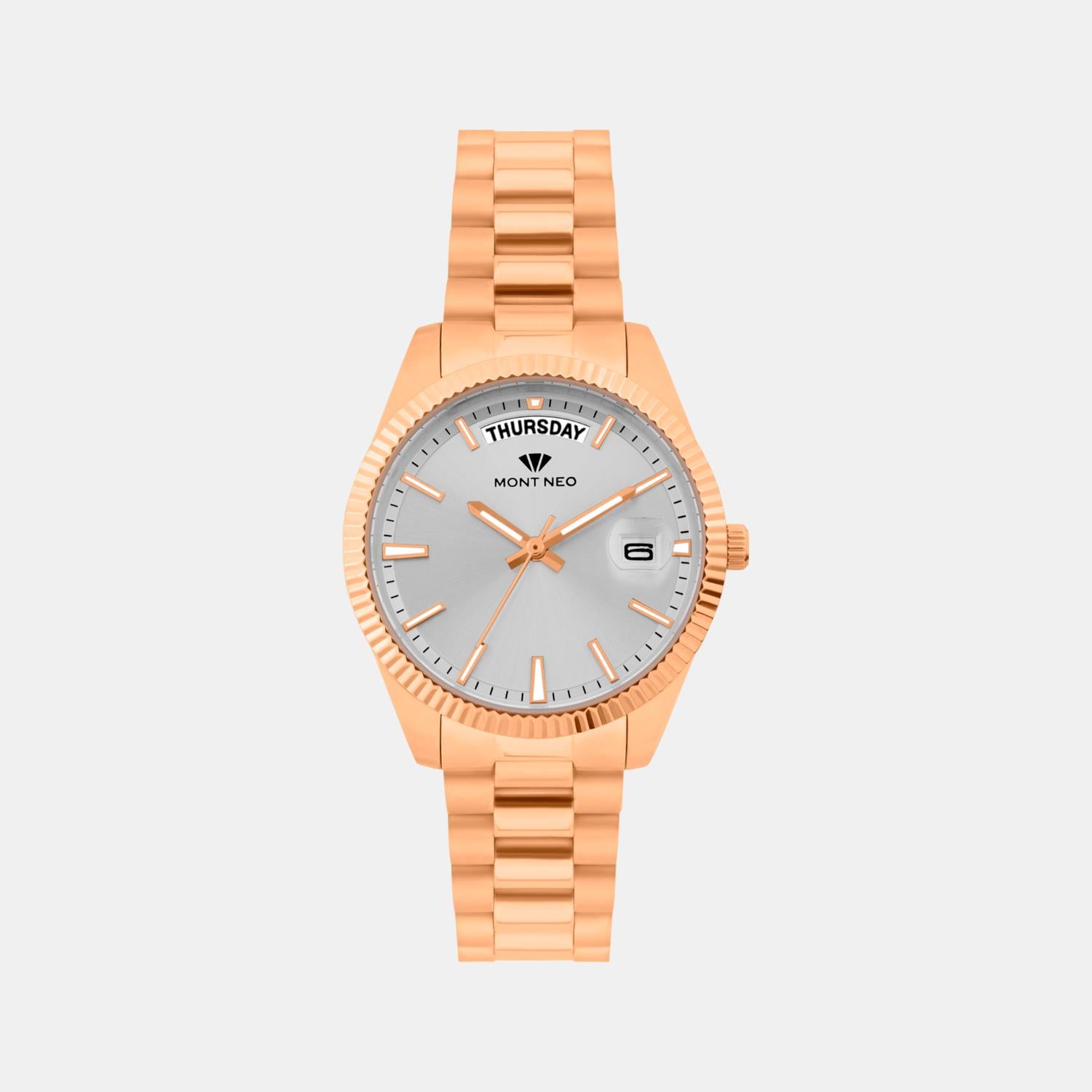 Women Quartz Silver Dial Analog Stainless Steel Watch L3505D-M3303