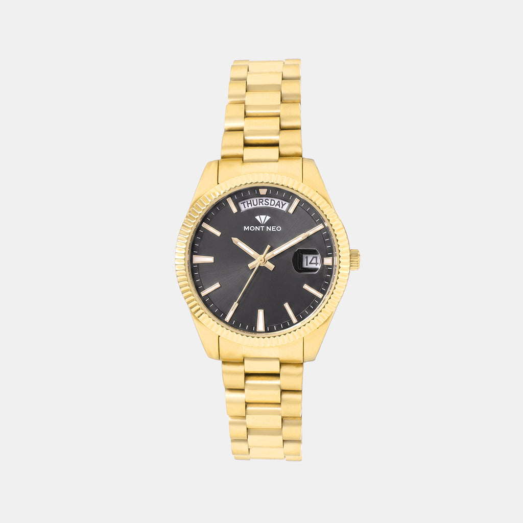 Women Quartz Black Dial Analog Stainless Steel Watch L3505D-M3304