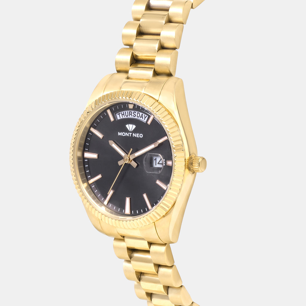 Women Quartz Black Dial Analog Stainless Steel Watch L3505D-M3304