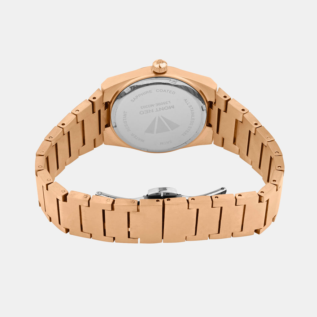 Women Quartz Gold Dial Analog Stainless Steel Watch L3509E-M3303