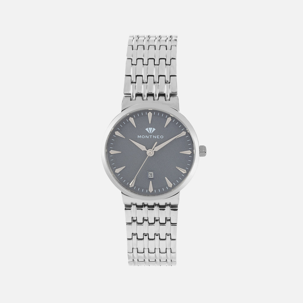 Women Quartz Grey Dial Analog Metal Watch L3522T-M1105