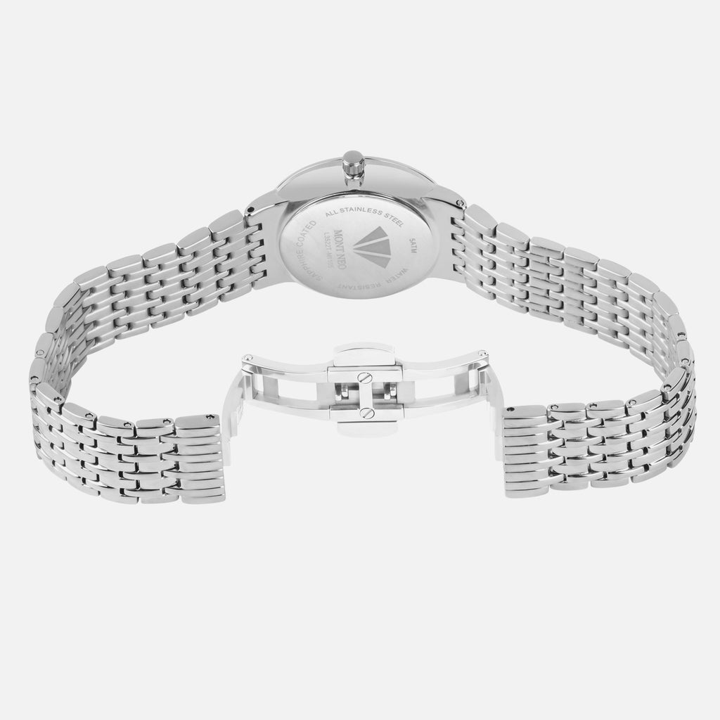 Women Quartz Grey Dial Analog Metal Watch L3522T-M1105