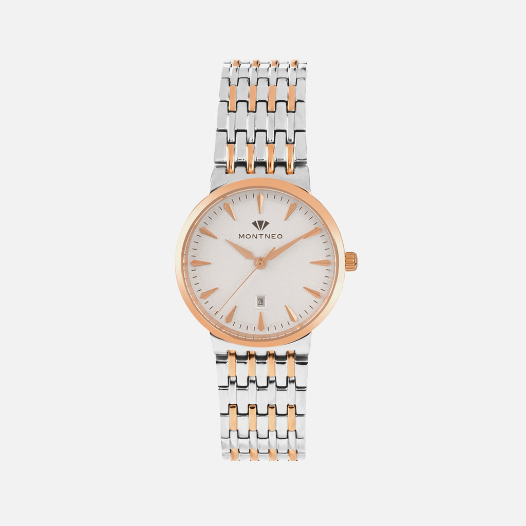 Women Quartz Silver Dial Analog Metal Watch L3522T-M1303