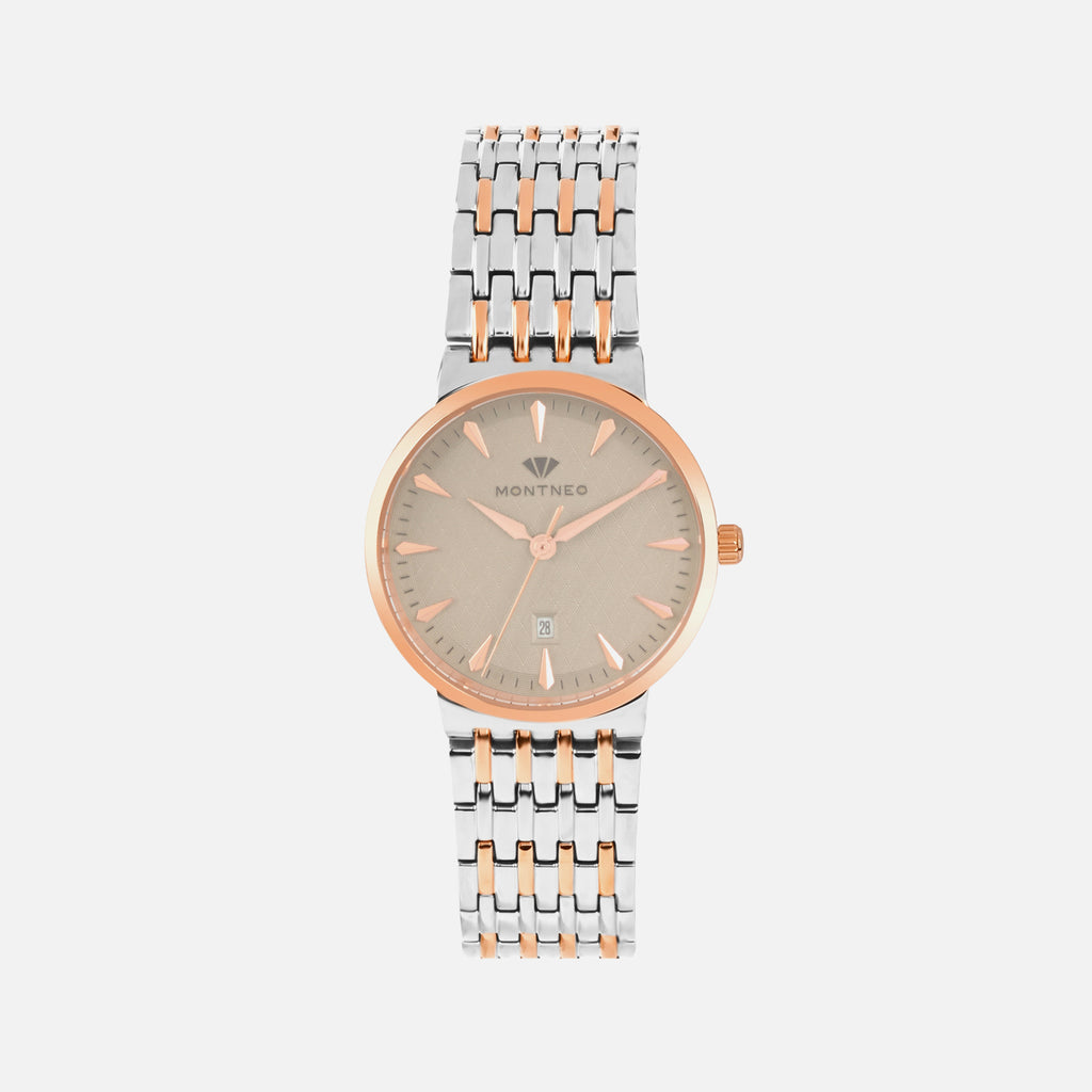 Women Quartz Grey Dial Analog Metal Watch L3522T-M1315