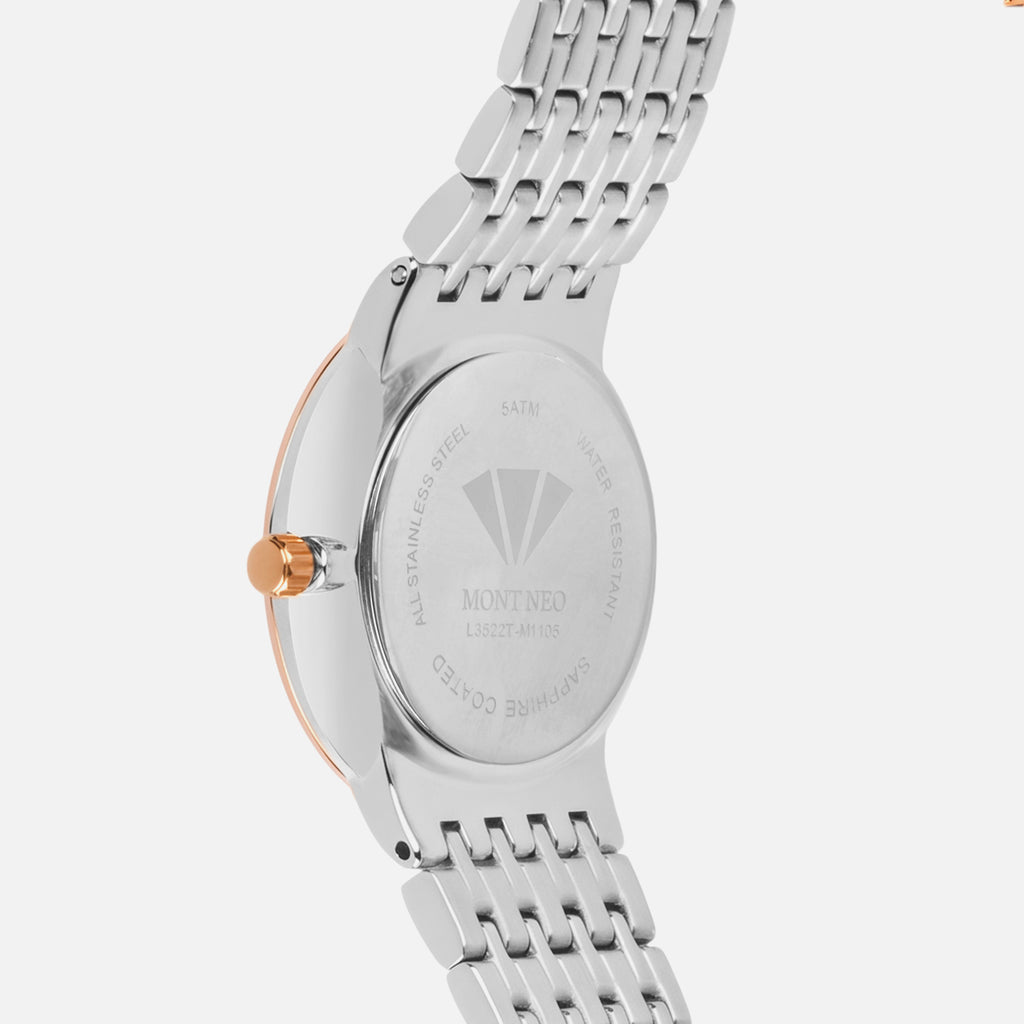 Women Quartz Grey Dial Analog Metal Watch L3522T-M1315